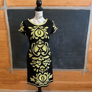 INC International Concepts Black Dress with Gold Patterns